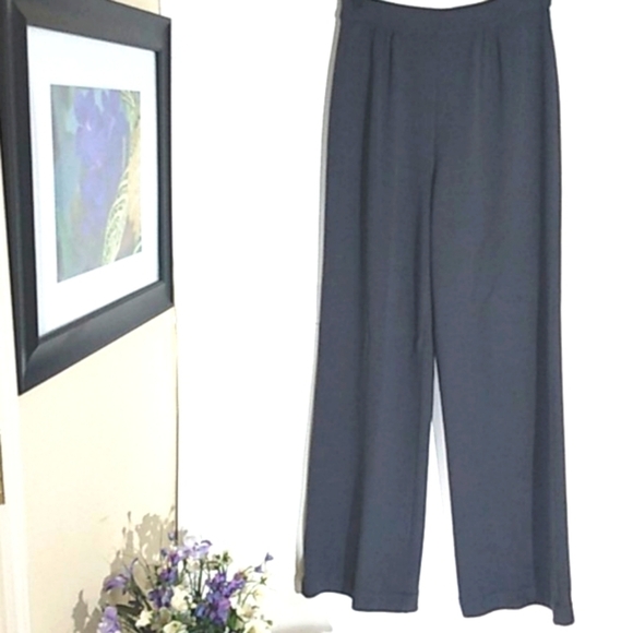 ST. JOHN COLLECTION DARK GRAY WOOL KNIT WIDE LEG PANTS SIZE 6 - Picture 2 of 10